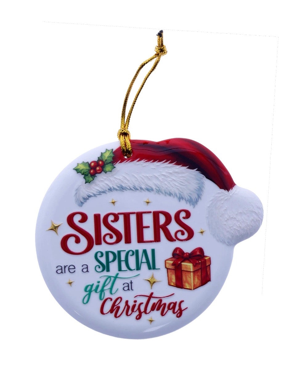 Christmas Sentiment Hanging Plaque - Sisters are a Special Gift