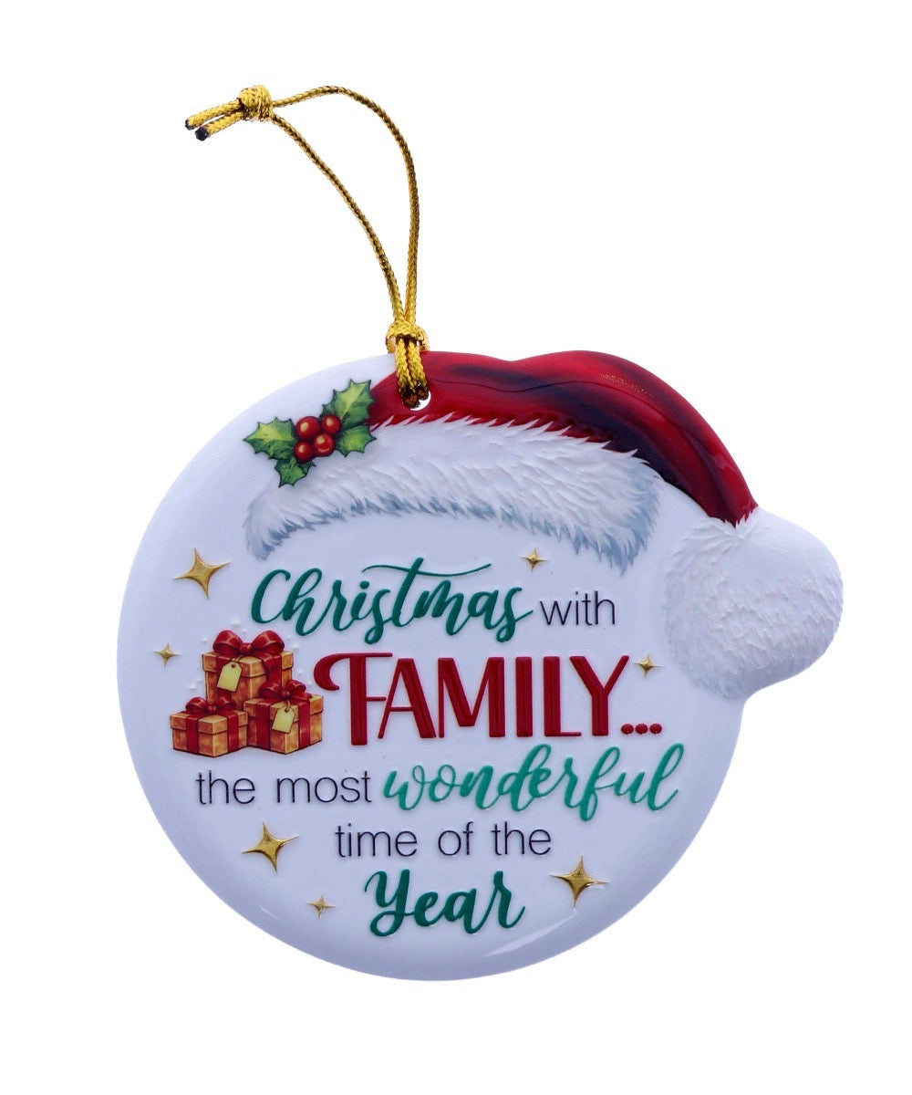 Christmas Sentiment Hanging Plaque - Family Wonderful