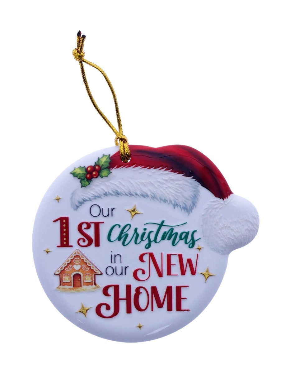 Christmas Sentiment Hanging Plaque - 1st Christmas In Our New Home