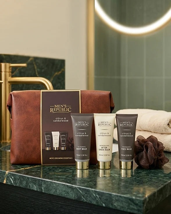 Men's Republic Grooming Kit - Soft Faux Leather Toiletry Bag