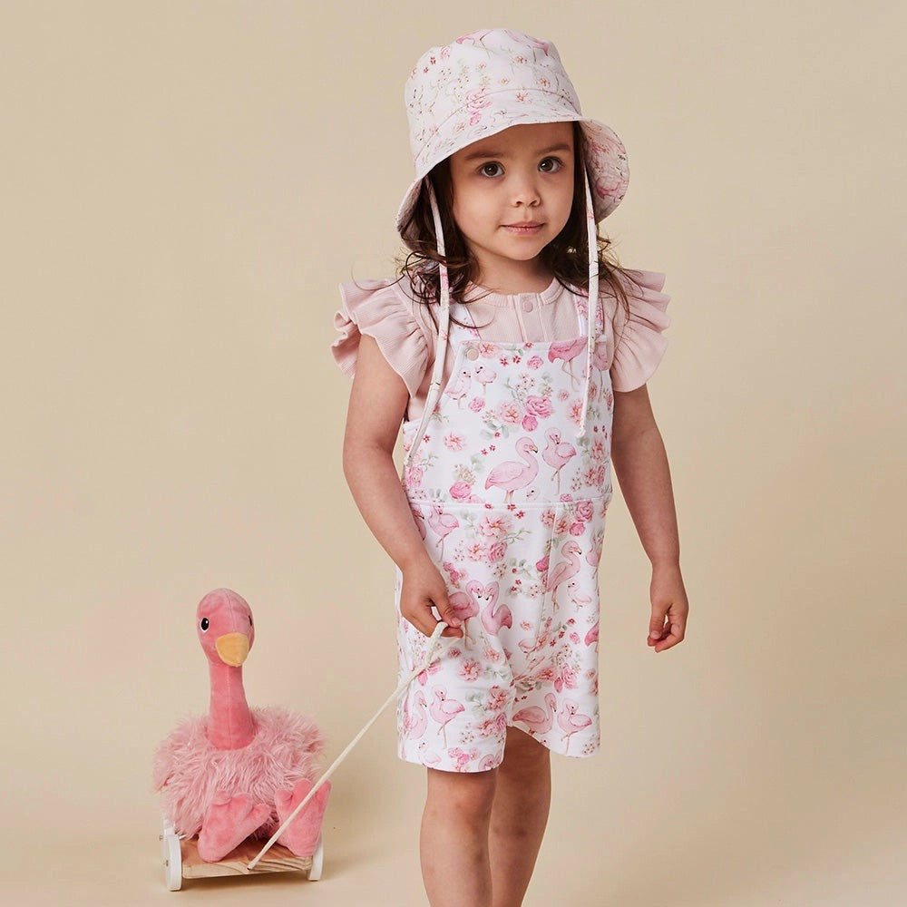 Flamingos Organic Snuggle Overall Shorts
