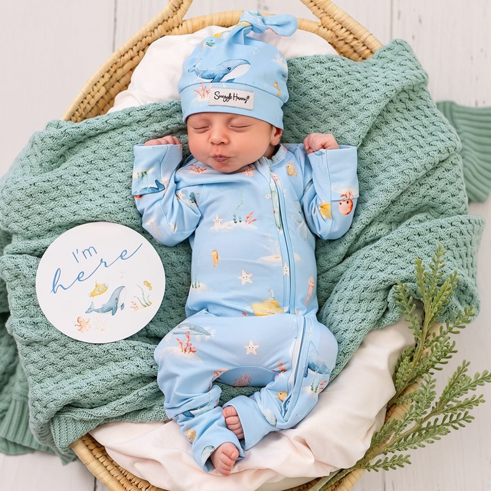 Blue Little Subs Organic Snugglesuit Convertible Romper