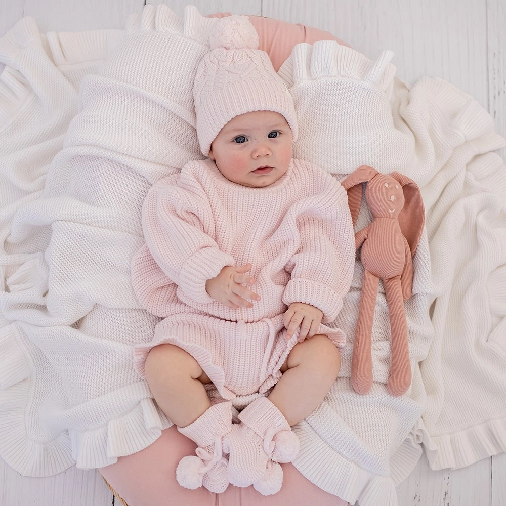 Blush Pink Organic Cotton Knit Booties