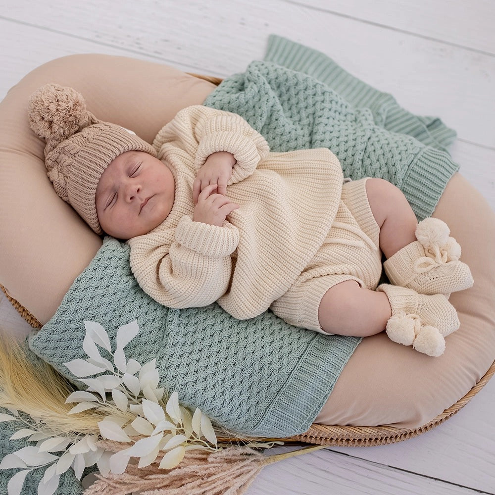 Cream Organic Cotton Knit Booties