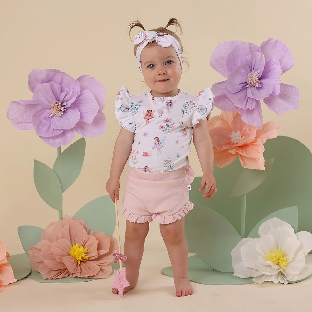 Fairy Garden Short Sleeve Organic Bodysuit with Frill