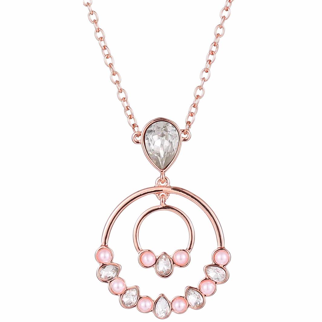 Rose Gold Pink Pearl & Crystal Necklace
