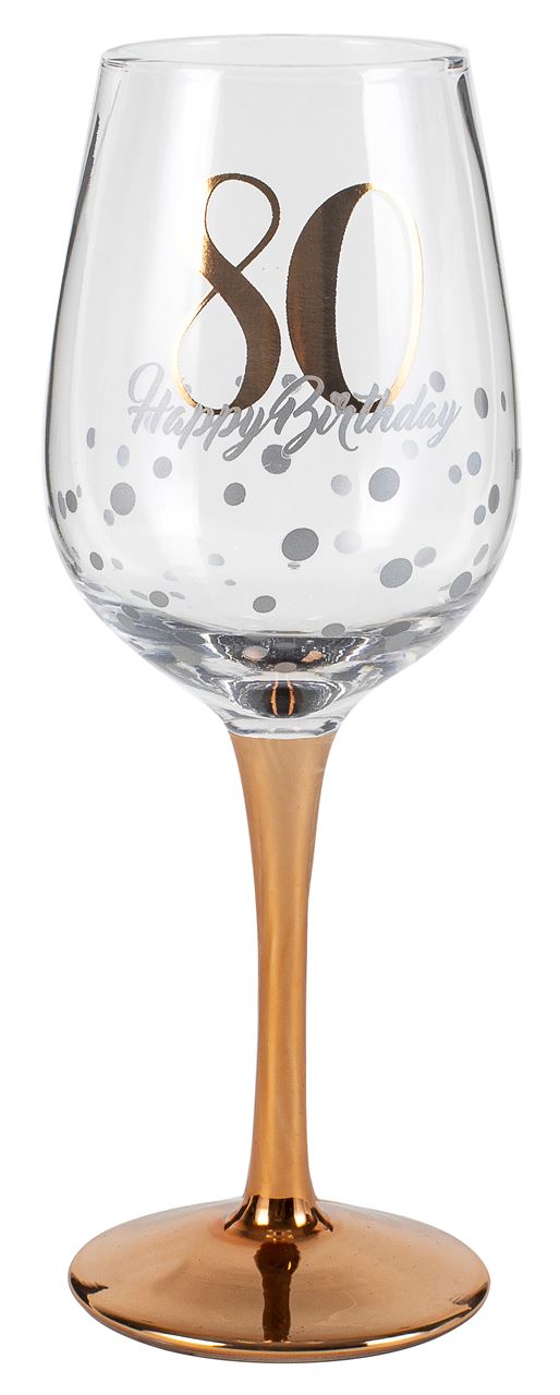 80th Birthday Rose Gold Wine Glass
