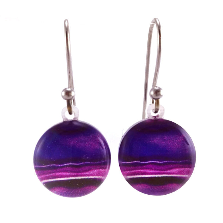 Huia Giftware Earrings - Round Marble (Purple)