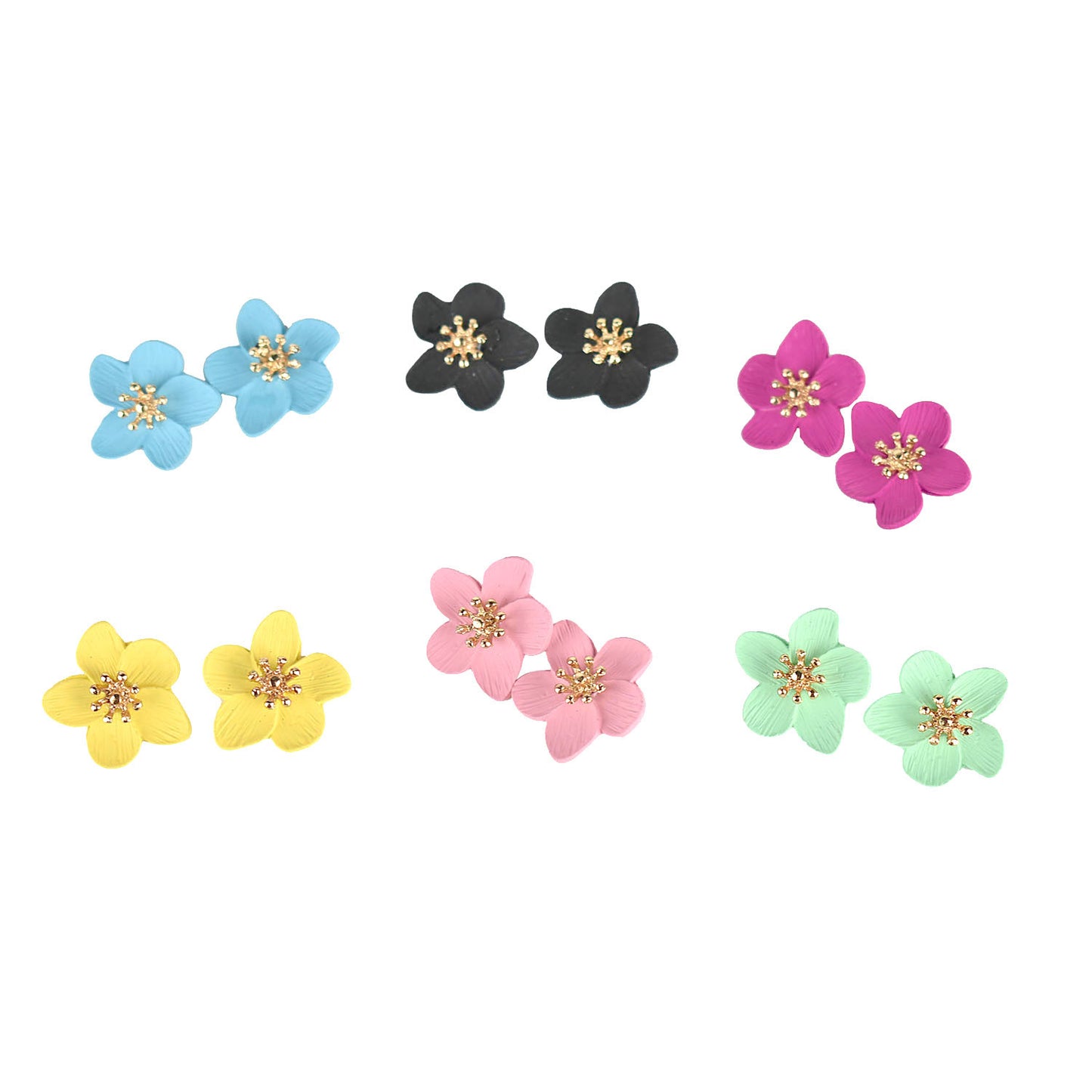 Green Flower Petals Earrings