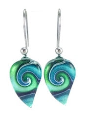 Huia Giftware Earrings - Small Leaf Mystic Wave (Turquoise)