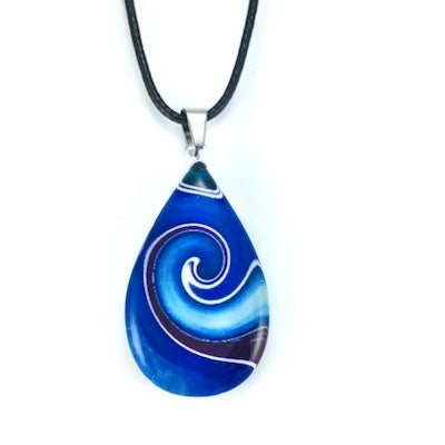 Huia Giftware Pendant - Teardrop Mystic Wave (Blue)