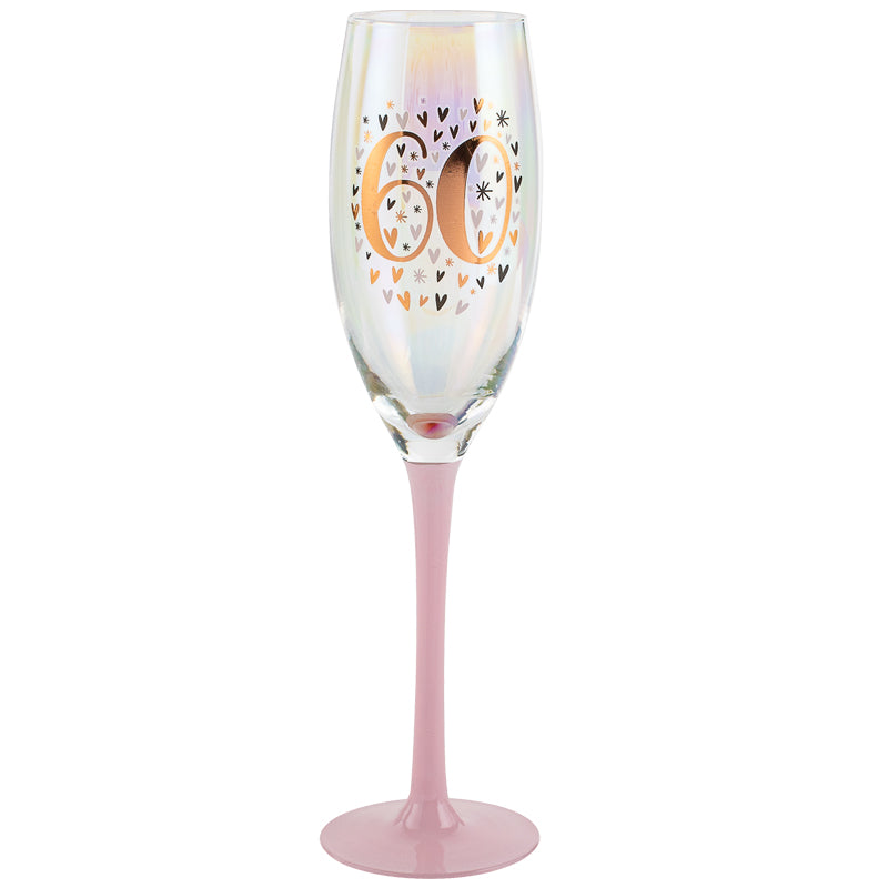 60th Birthday Pastel Rainbow Champagne Glass