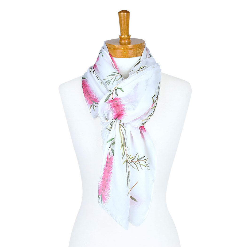 Pink Bottlebrush Flower Scarf