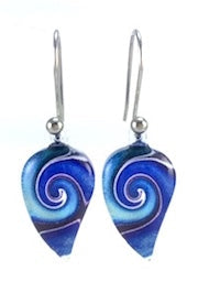 Huia Giftware Earrings - Small Leaf Mystic Wave (Blue)