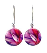 Huia Giftware Earrings - Round Feathers (Pink)