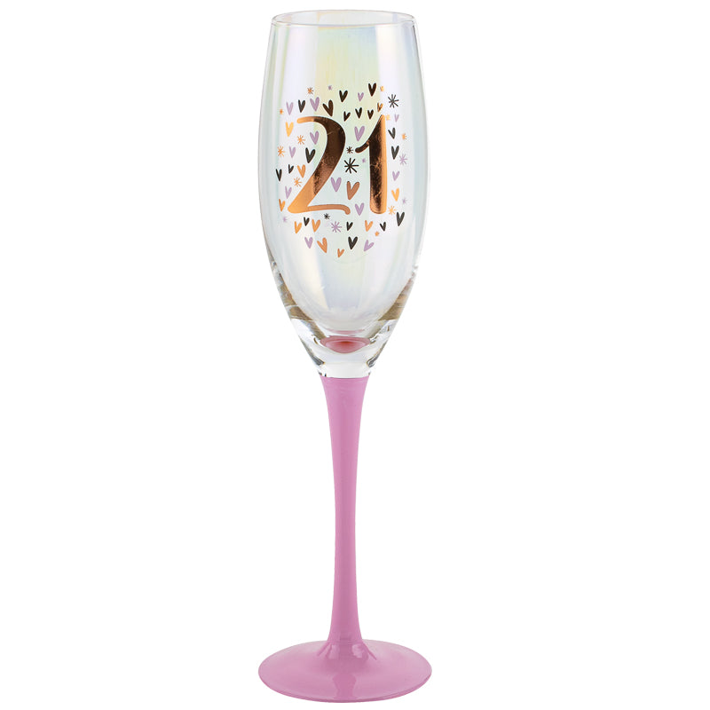 21st Birthday Pastel Rainbow Champagne Glass