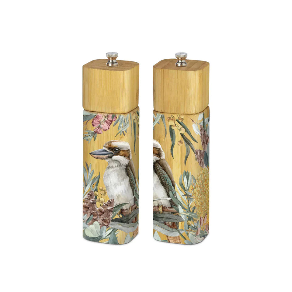 Bamboo Salt & Pepper Grinder Set with Tray - Bush Guardian