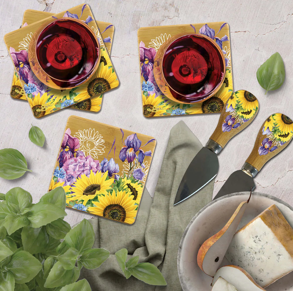 Bamboo Coasters Set of 4 - Sunflowers