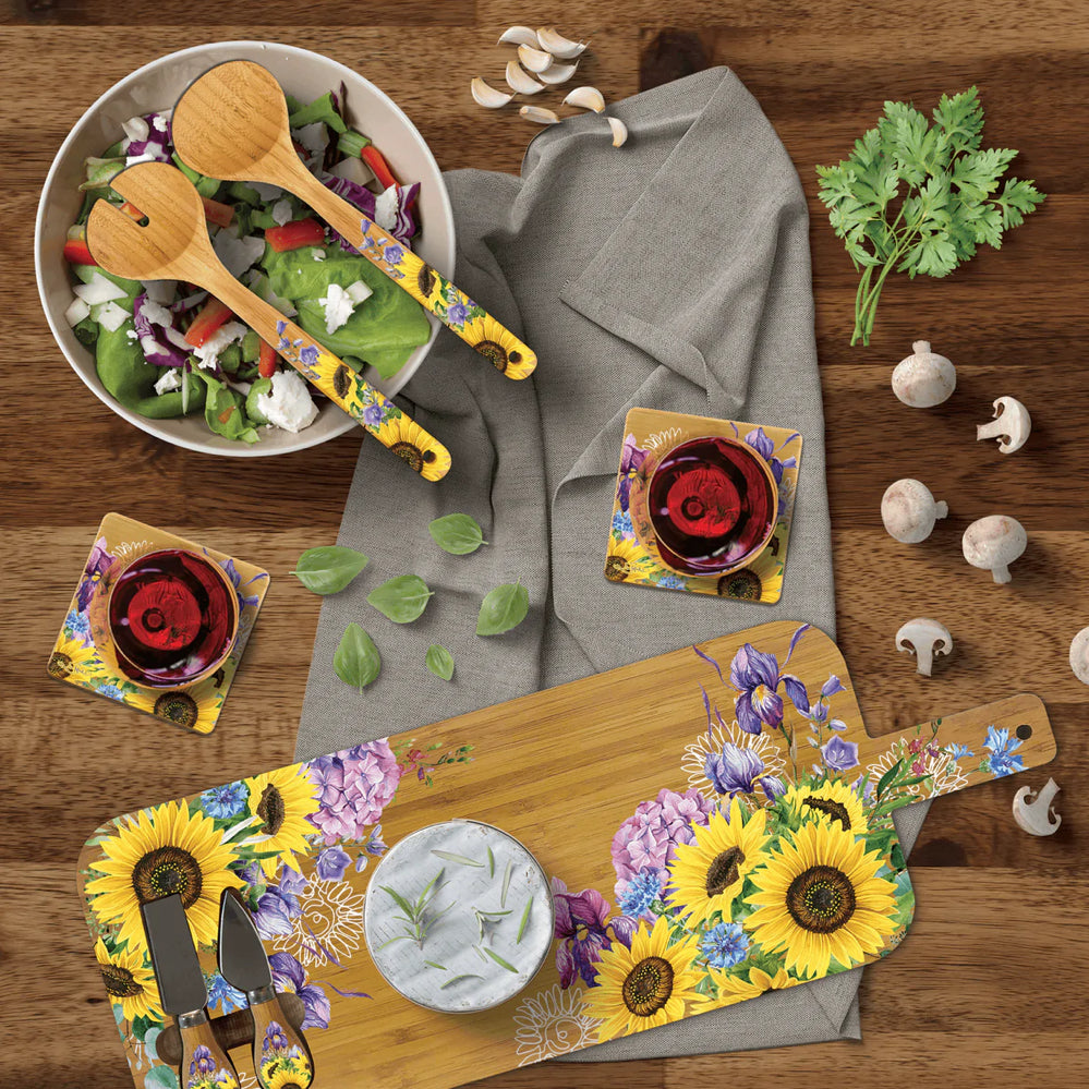 Sunflowers Bamboo Salad Servers