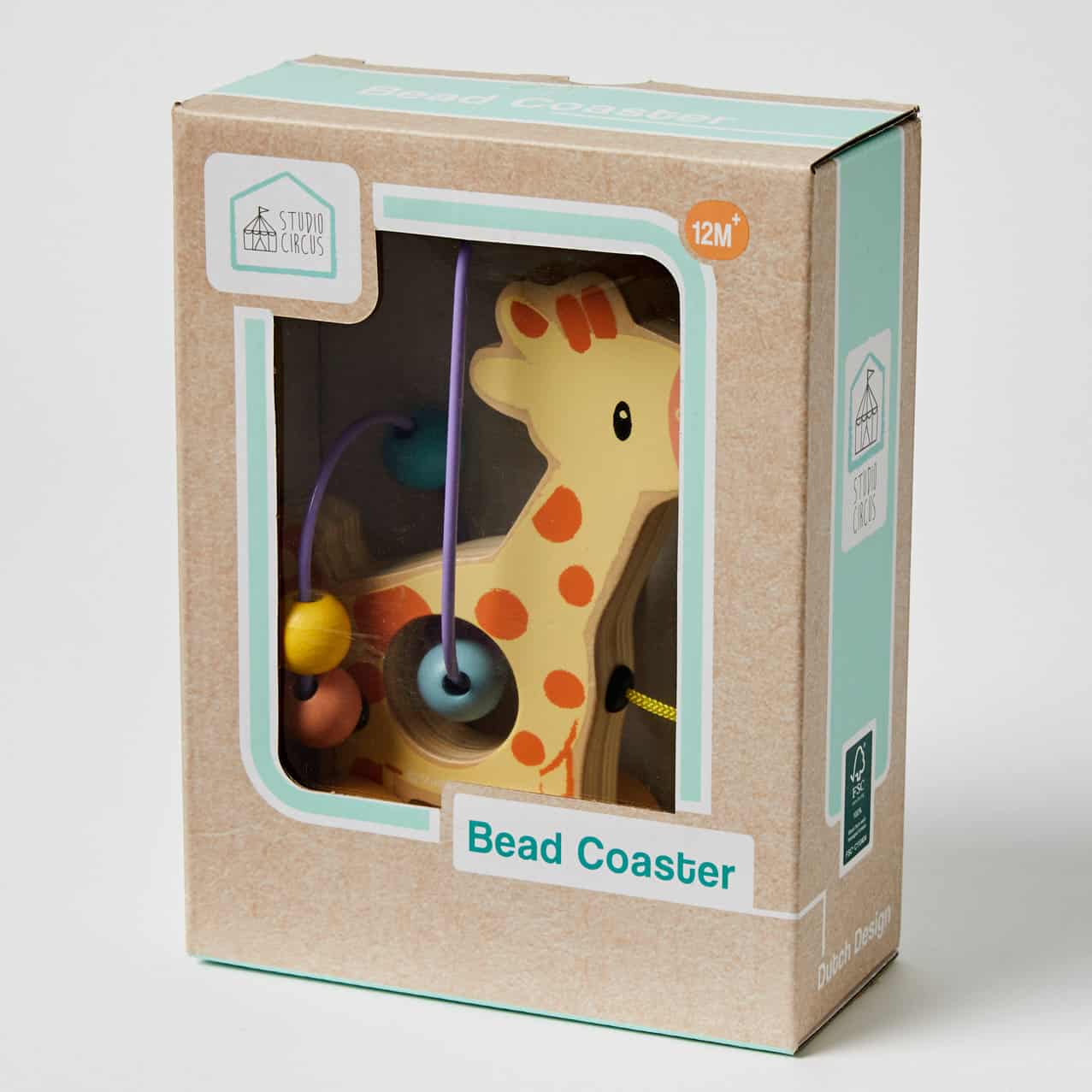 Wooden Rolling Bead Coaster - Giraffe