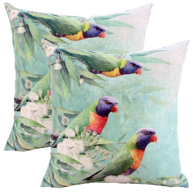 Lorikeet Trio Linen Cushion (50cm)