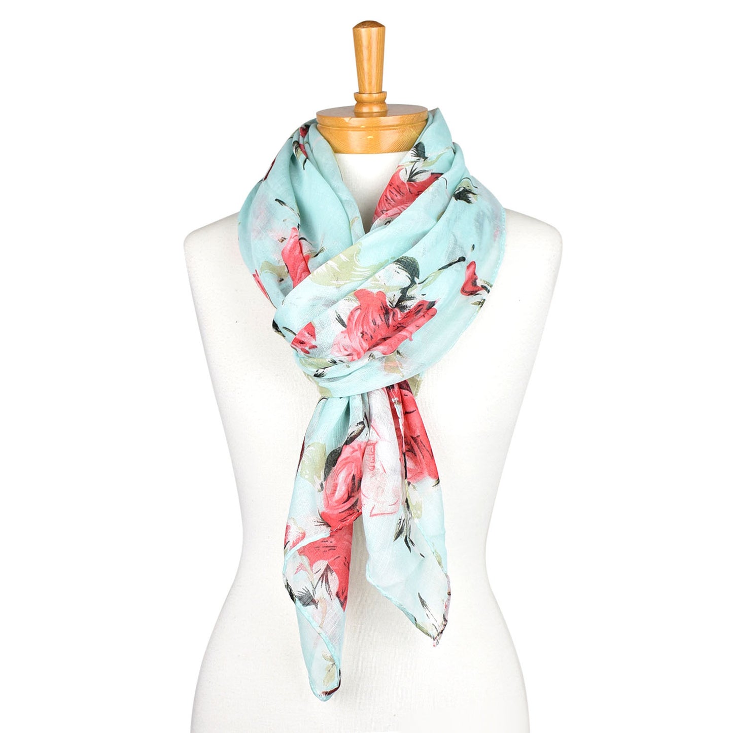 Teal Red Roses Scarf
