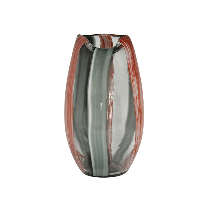 Oswald Glass Pink & Black Ribbon Vase (Large)