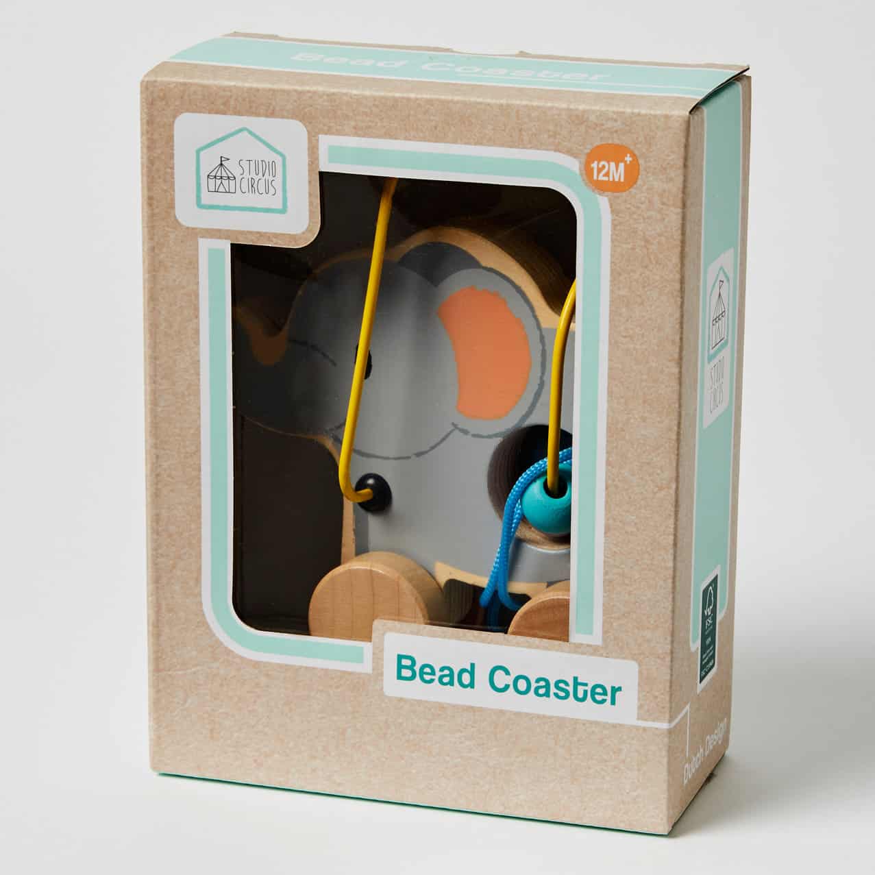 Wooden Rolling Bead Coaster - Elephant