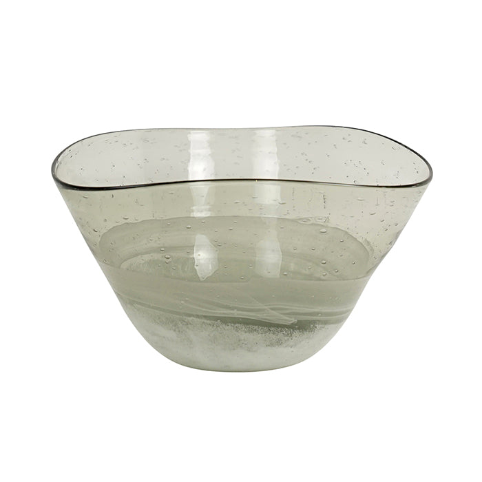 Cristo Glass White & Grey Wide Bowl