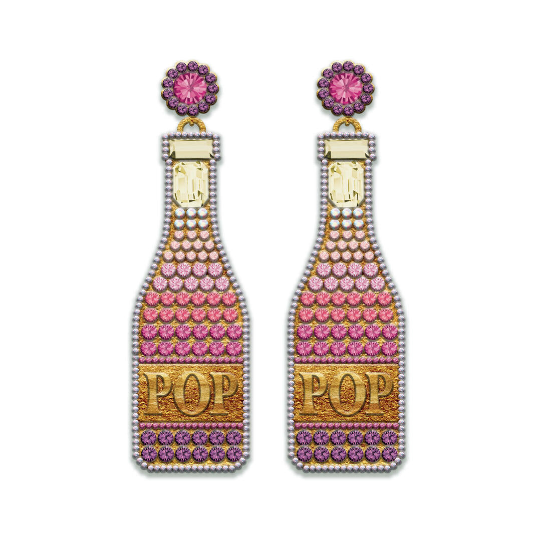 Fashion Earrings: Anything is Possible - Pink Champagne Bottles