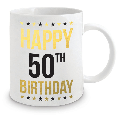 Happy 50th Birthday Gold Mug