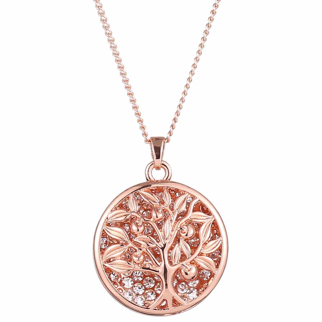 Rose Gold Tree of Life Crystal Necklace