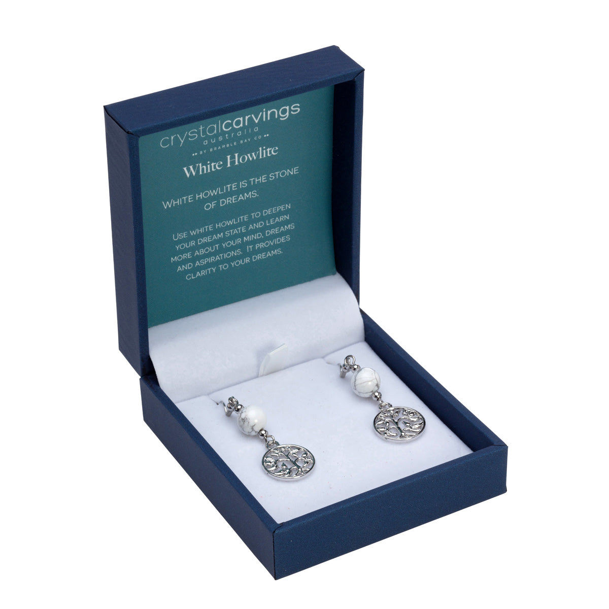 Tree of Life Earrings - White Howlite