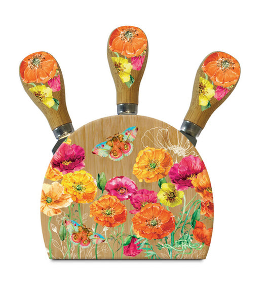 Cheese Knife Block - Bright Poppies