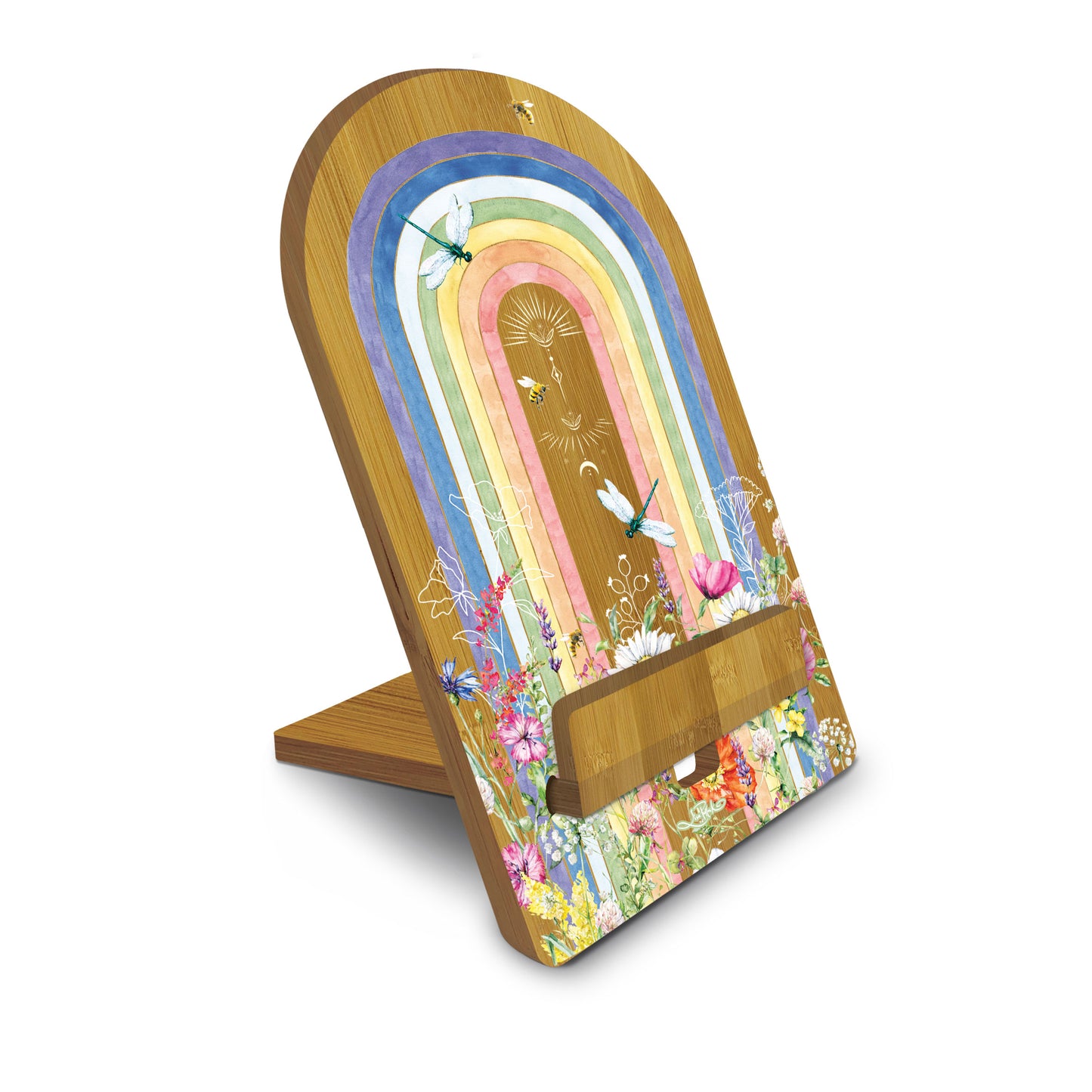 Bamboo Tablet & Recipe Book Stand - Wildflower Rainbow
