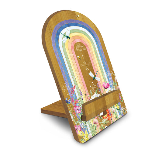 Bamboo Tablet & Recipe Book Stand - Wildflower Rainbow