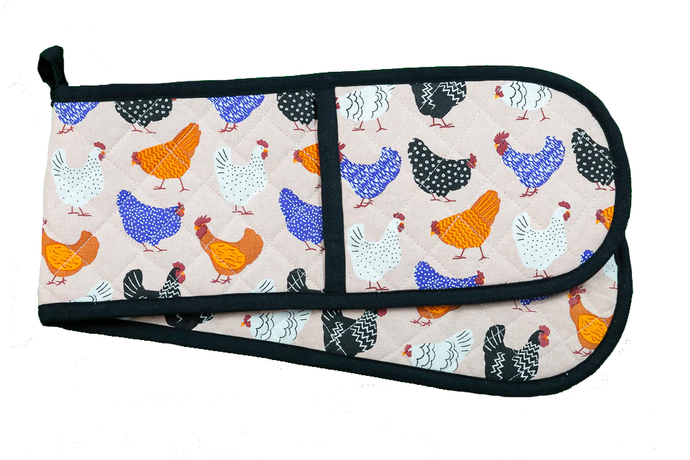 Double Oven Glove - Bright Hens