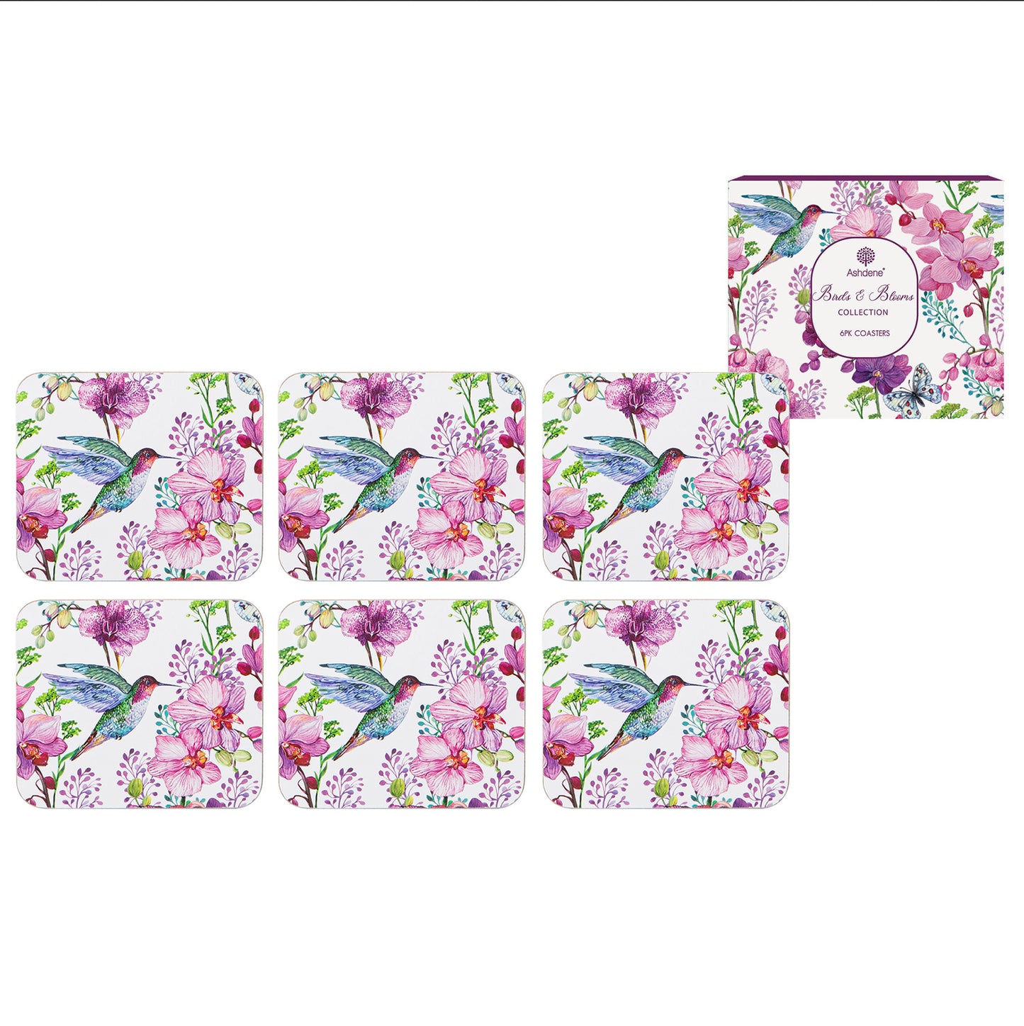 Birds & Blooms - Coaster 6PK