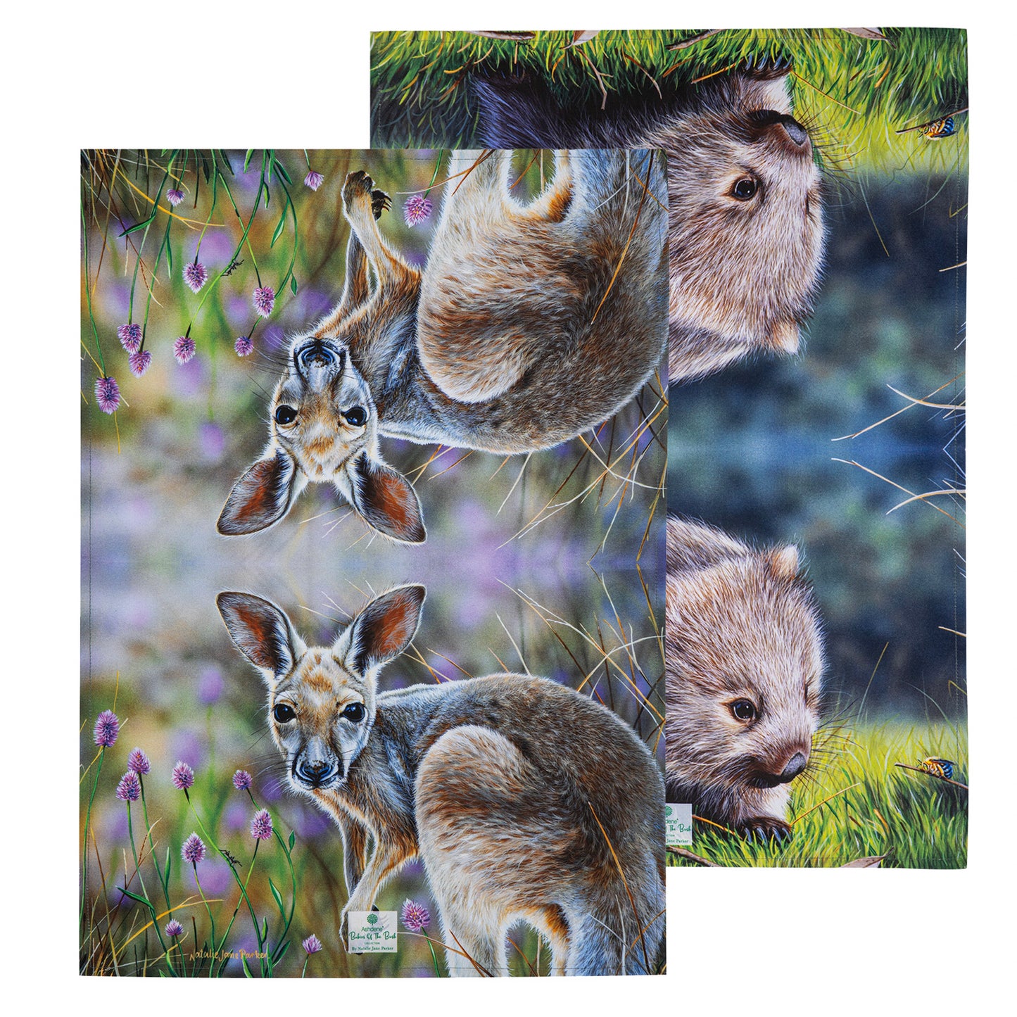 Babies Of The Bush - Kangaroo Joey & Wombat Joey Kitchen Towel (2PK)