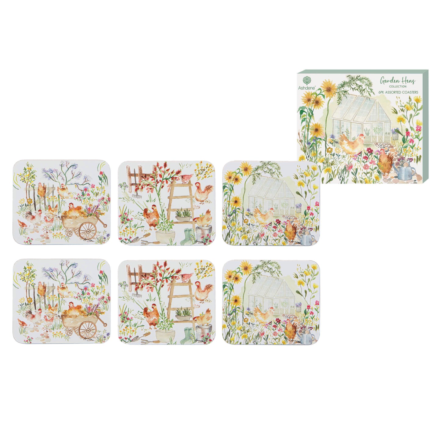 Garden Hens - Coaster 6PK