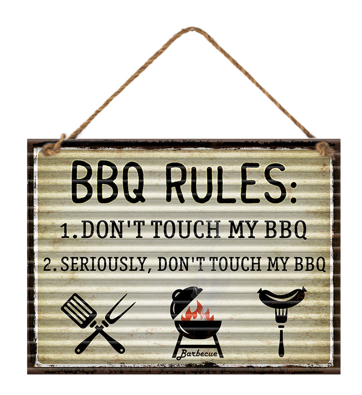 Hanging Tin Sign - BBQ Rules