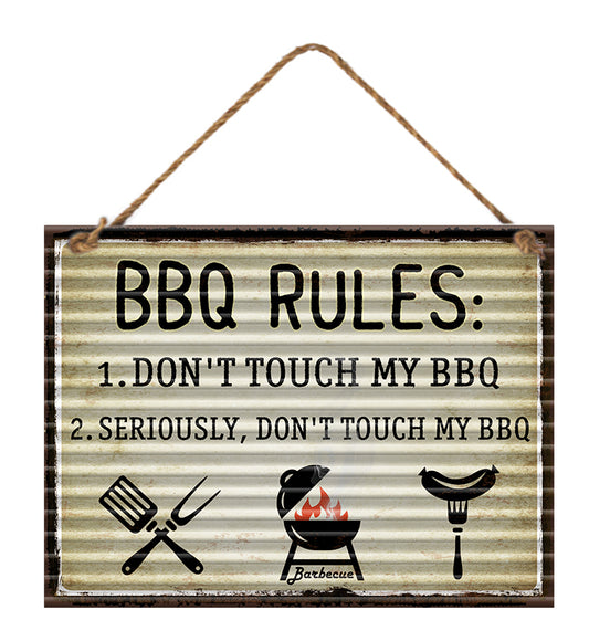 Hanging Tin Sign - BBQ Rules