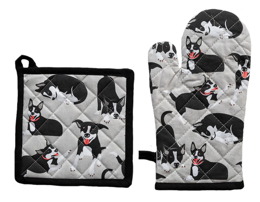 Oven Glove & Pot Holder Set - Farm Dogs
