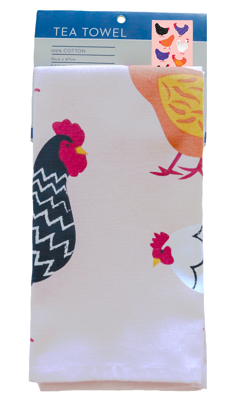Tea Towel - Bright Hens
