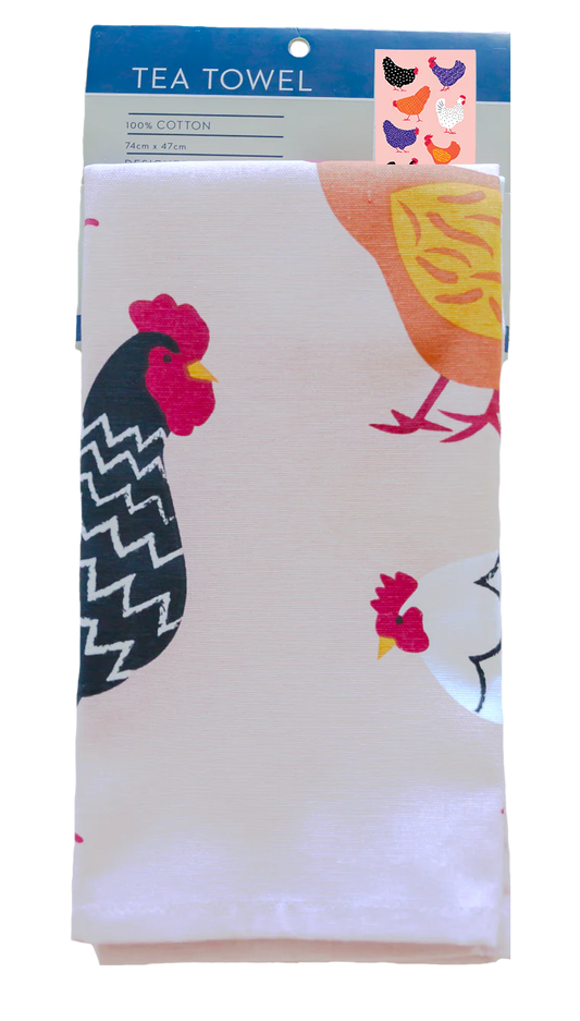 Tea Towel - Bright Hens