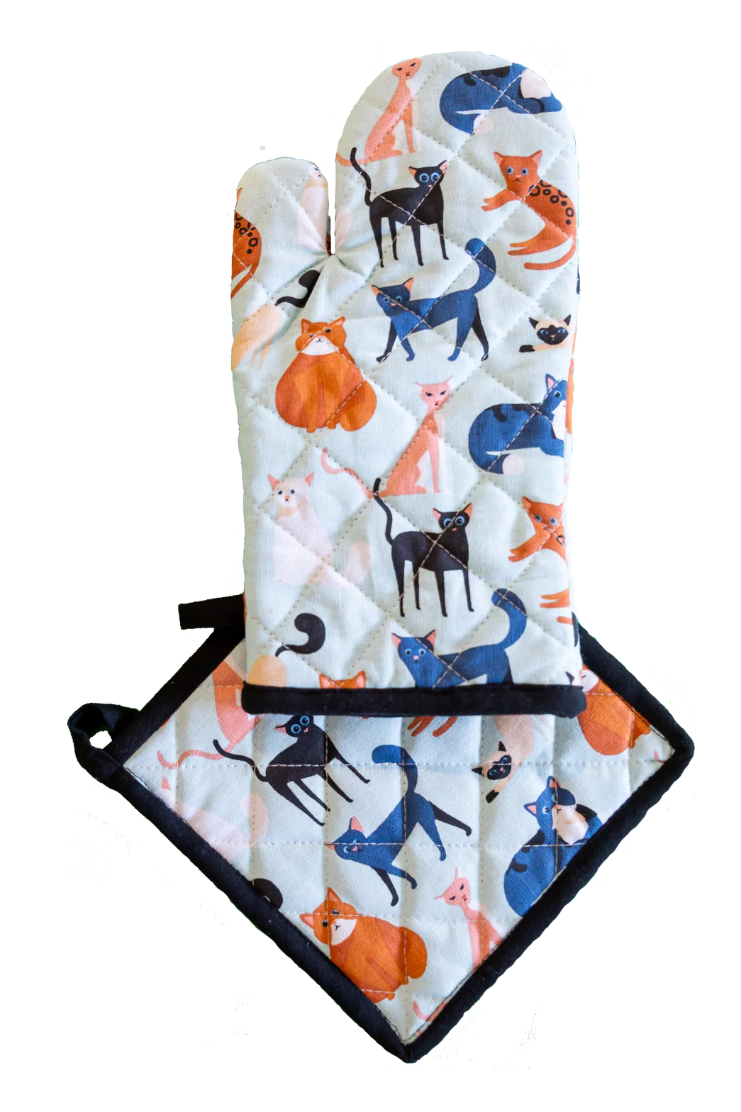 Oven Glove & Pot Holder Set - Colourful Cats