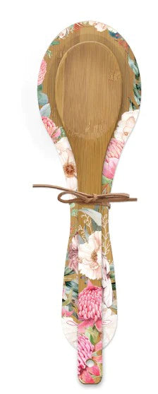 Bamboo Spoon Rest & Spoon - Warm Waratahs
