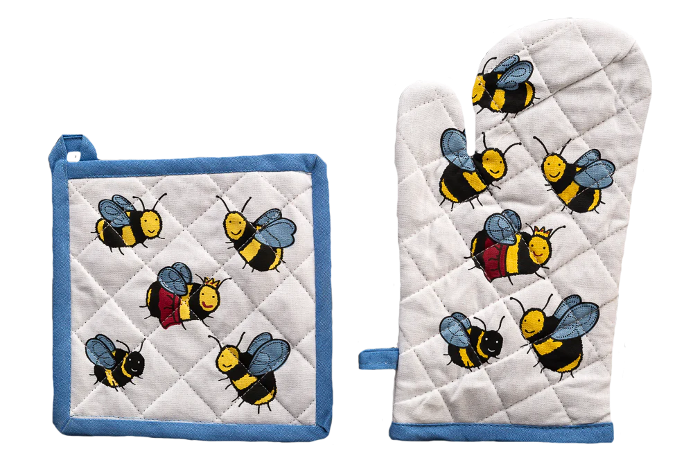 Oven Glove & Pot Holder Set - Bees