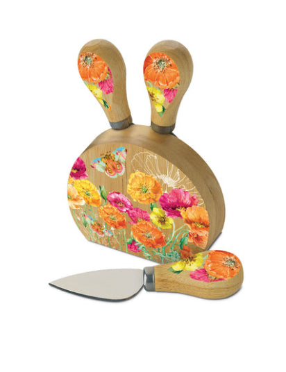 Cheese Knife Block - Bright Poppies
