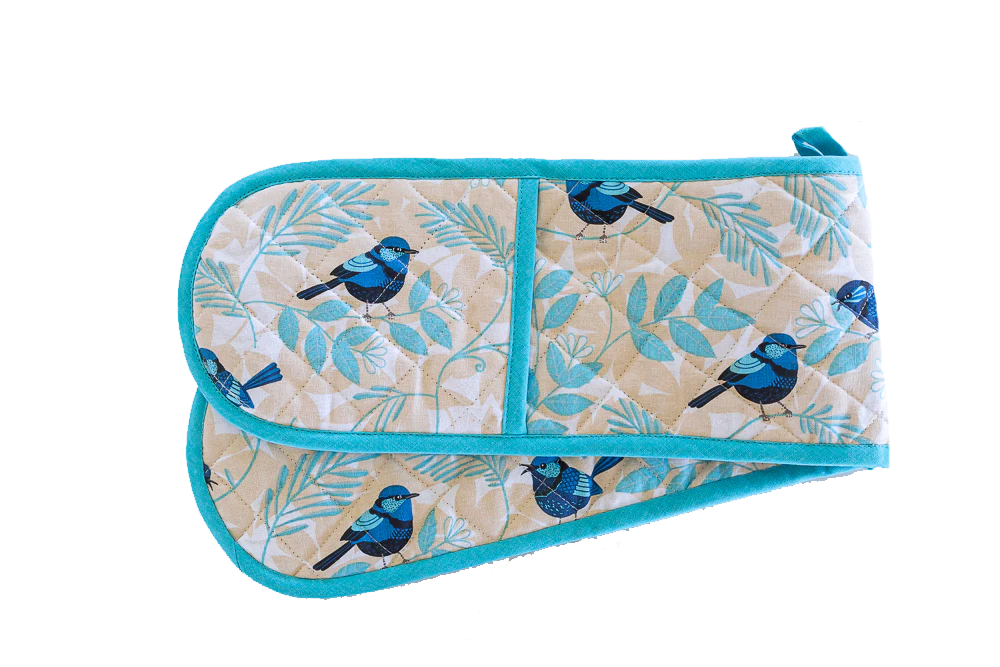 Double Oven Glove - Blue Wren